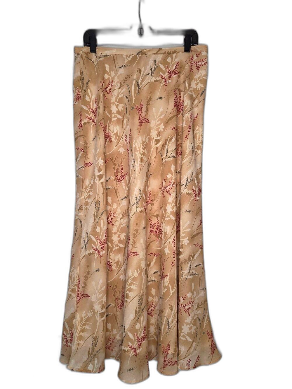Freeport Studio Beige Fall Floral A-Line Women's Skirt - Midi Size L Large